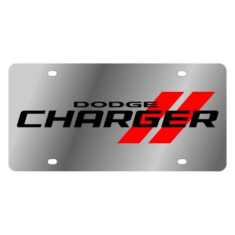 Eurosport Daytona® 1473N-1 - MOPAR Polished License Plate with Black / Red Dodge Charger New ...