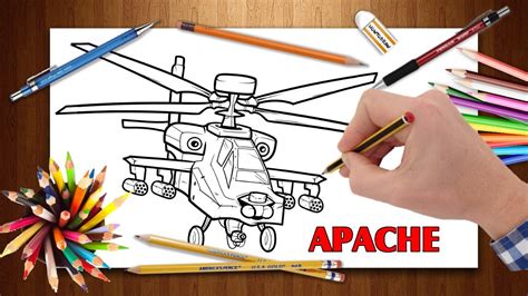 Apache Helicopter Drawing - How to draw Apache Helicopter - How to draw Helicopter - YouTube