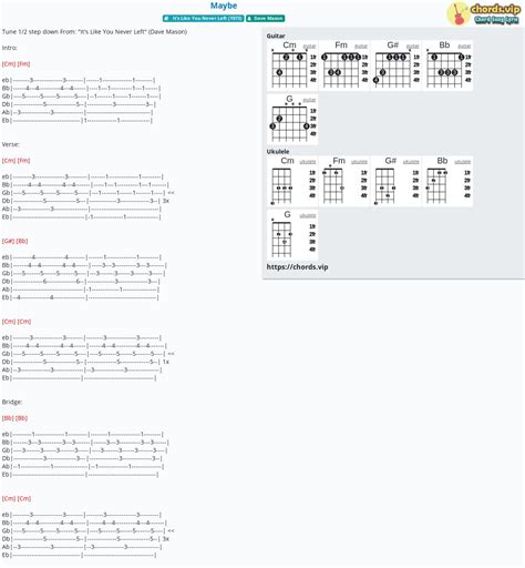 Chord: Maybe - tab, song lyric, sheet, guitar, ukulele | chords.vip