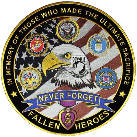 Patriotic Military Fallen Heroes Never Forget Biker Patch – Leather Supreme