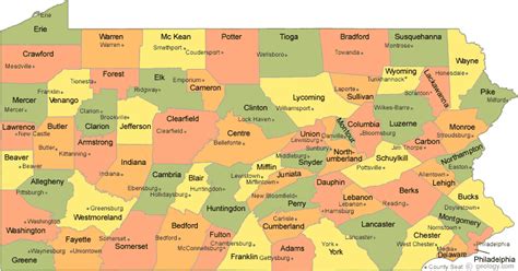 Printable Map Of Pennsylvania Counties