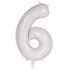 White Number 6 Balloon - Queenparty