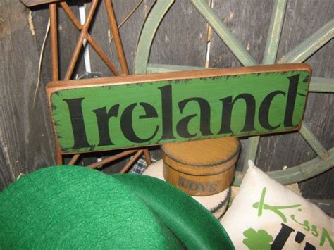 Very Primitive Wood Sign Artist Original Irish Design - " Ireland " ST Patricks Holiday ...