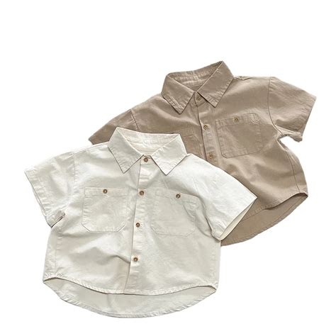 2023 New Children Short Sleeves Shirt Kid Girl Solid Simple Pocket Tops ...