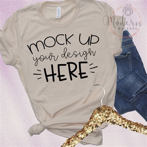 Mock up Bella Canvas 3001 Soft Cream Unisex Mockup