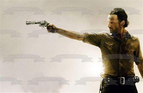 The Walking Dead Rick Grimes Shooting a Revolver Edible Cake Topper Im – A Birthday Place