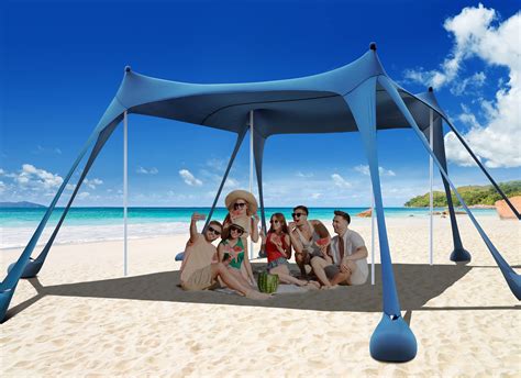 Osoeri Beach Tent, Camping Sun Shelter UPF50+ with 8 Sandbags, Sand Shovels, Ground Pegs ...