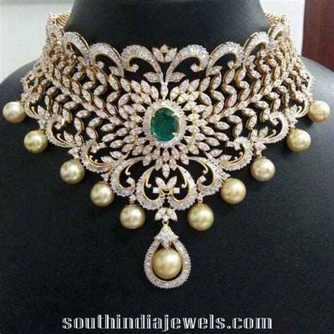 Heavy Bridal Diamond Choker Necklace ~ South India Jewels