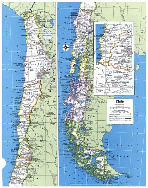 Large political and administrative map of Chile with all cities | Chile | South America ...