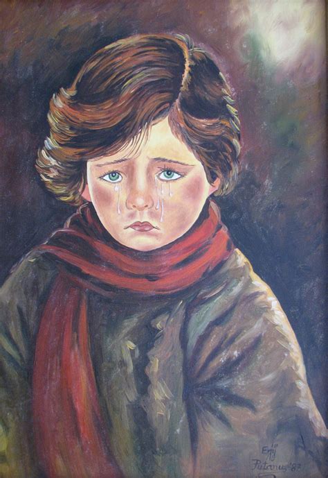 Gallery of oil paintings on canvas: Crying boy - oil painting on canvas