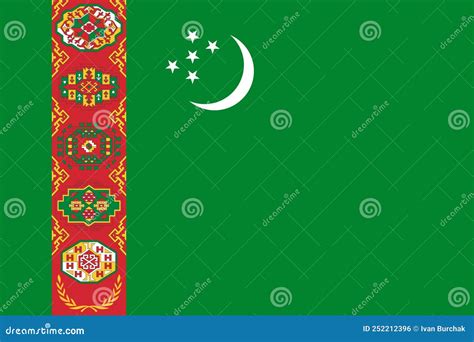 Flag of Turkmenistan. Official Colors. Flat Vector Illustration Stock ...