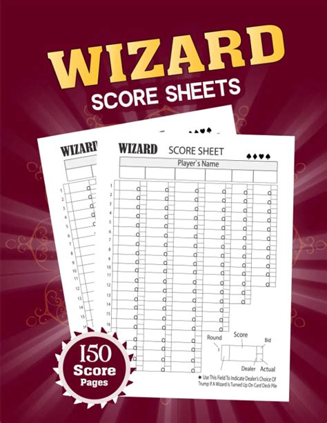 Wizard Score Sheets: 150 Large Score Pads, Wizard Note Score Sheet, Keep Track of Scoring Card ...