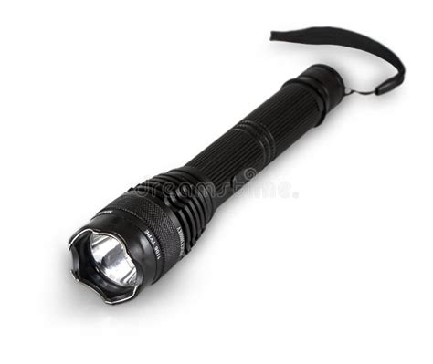 Black Police Handheld Flashlight with Taser Isolated on White Stock ...