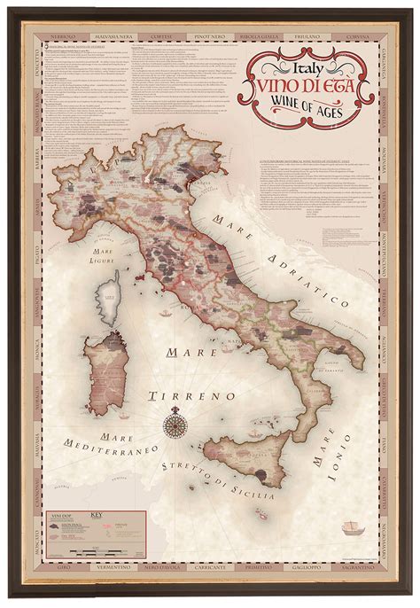 Italy Wine Regions MapFramed Map - Italy Wine of Ages – Vino di Eta - | Italy wine, Wine map ...