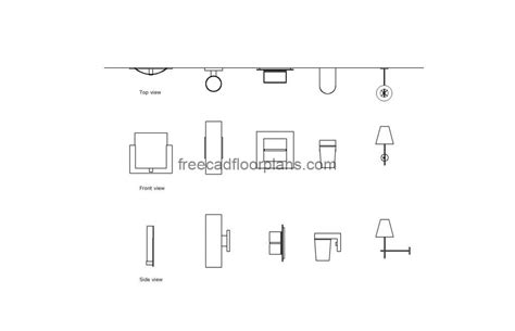 Modern Wall Sconces, AutoCAD Block - Free Cad Floor Plans