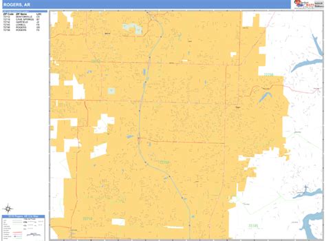 Rogers Arkansas Zip Code Wall Map (Basic Style) by MarketMAPS