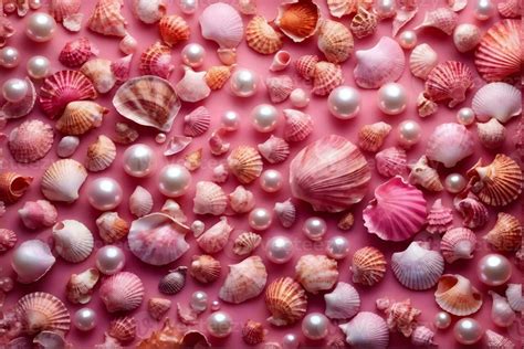 Pink Seashells Wallpaper, Pink Pearl and Seashell Background, Pearl ...