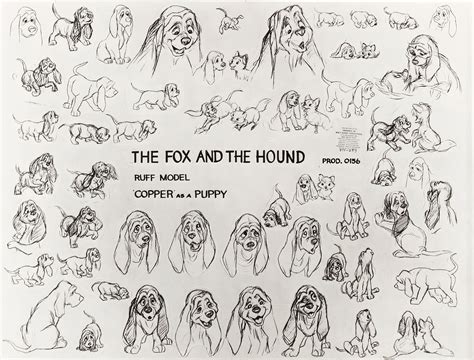 Animation art (and two character reference models) from Disney’s THE FOX AND THE HOUND (1981 ...