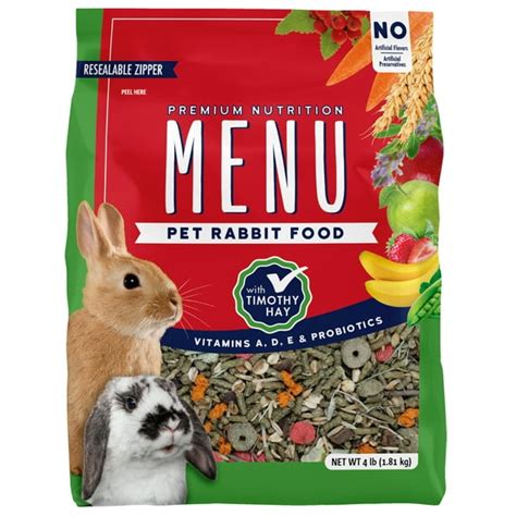 Menu Premium Rabbit Food - Timothy Hay Pellets Blend - Vitamin and Mineral Fortified, 4 lb ...