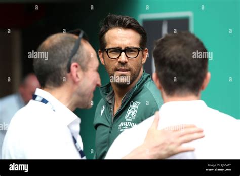 Wrexham co-owner Ryan Reynolds pitch side prior to the Buildbase FA ...