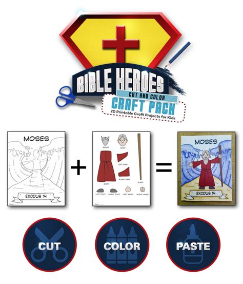 20 Printable Bible Hero Craft Templates. Awesome Cut & Color Craft for kids 4-12. | Hero crafts ...