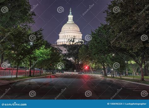 Washington DC, US Capitol Building at Night Stock Photo - Image of ...