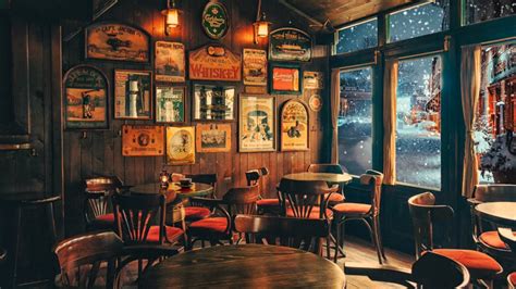 Coffee Shop Ambience with Coffee Shop Music | Winter Coffee Shop ...
