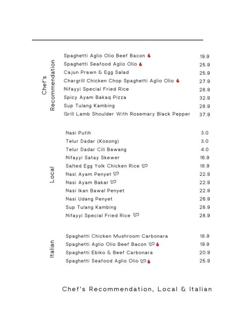 Nifayyi Cafe Menu Malaysia Prices Updated 2024