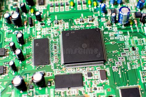 Microcircuit in Electronic System Board with Other Electronic Components Stock Photo - Image of ...