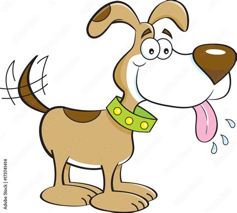 Cartoon illustration of a dog with it's tongue out. Stock Vector | Adobe Stock