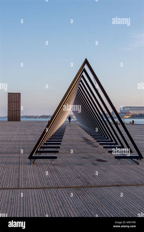 Metal sound pyramid sculpture in Copenhagen, Denmark Stock Photo - Alamy