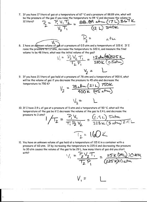 Gas Laws Practice Worksheets