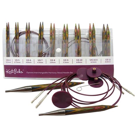 Knit Picks Rainbow Wood Interchangeable Circular Knitting Needle SETS – Knit-O-Matic