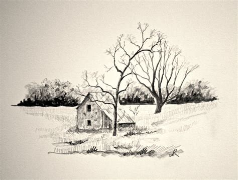 Landscape Drawings in Pencil | carbon pencils 6b 4b 2b and b they leave a darker marker than ...