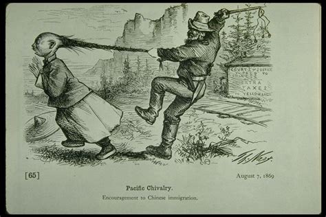 “Pacific Chivalry.” (August 7, 1869). Thomas Nast. California ruffian whips John Chinaman ...