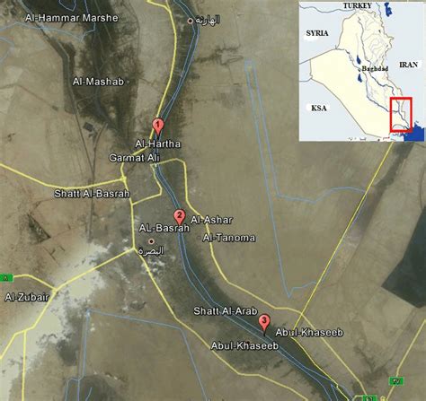 Map of Shatt Al-Arab River showing the sampling stations | Download ...