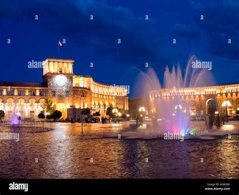 Republic Square at night, Yerevan, Armenia Stock Photo - Alamy