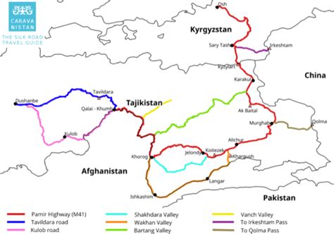 Pamir Highway - route options and map overview