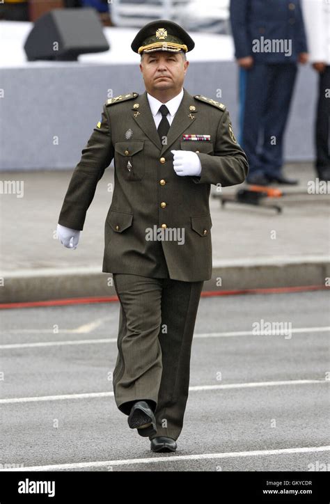 Kiev, Ukraine. 24th Aug, 2016. Ukrainian Defence Minister STEPAN POLTORAK during a military ...