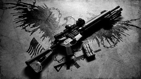 AR-15 rifle on the ground wallpaper - Photography wallpapers - #54296