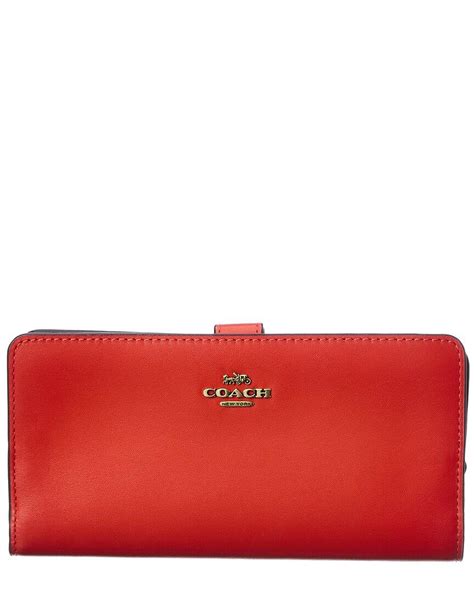 COACH Skinny Leather Wallet in Red | Lyst