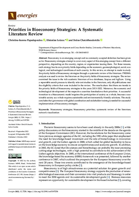 (PDF) Priorities in Bioeconomy Strategies: A Systematic Literature Review