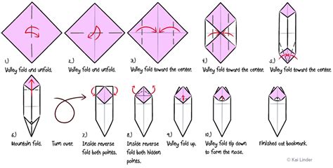 Origami Cat Bookmark Diagrams by Katana-Nova-Cat on DeviantArt