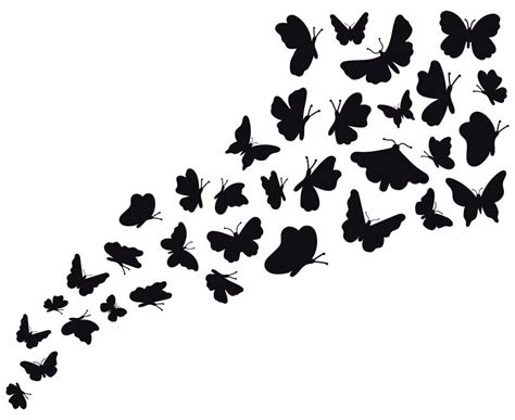 Butterfly flow silhouettes. Flying butterflies graphic wave, black flo By WinWin_artlab ...