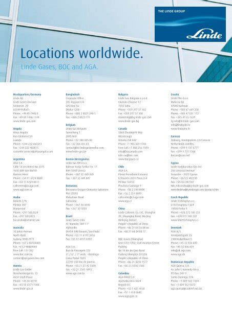 Locations worldwide. - Linde Gas