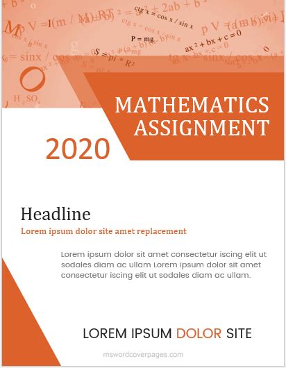 5 Best Editable Mathematics Assignment Cover Pages | MS Word Cover Page Templates