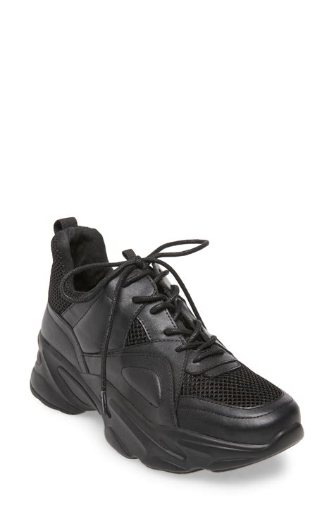 Steve Madden Movement Sneaker in Black Leather (Black) - Lyst