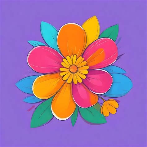 Premium Photo | Vibrant Floral Illustration Colorful Flower Clipart