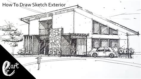 How To Draw sketch Exterior - YouTube