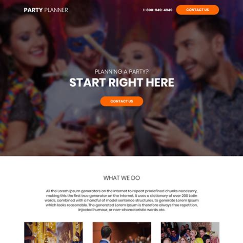 party planners bootstrap landing page design